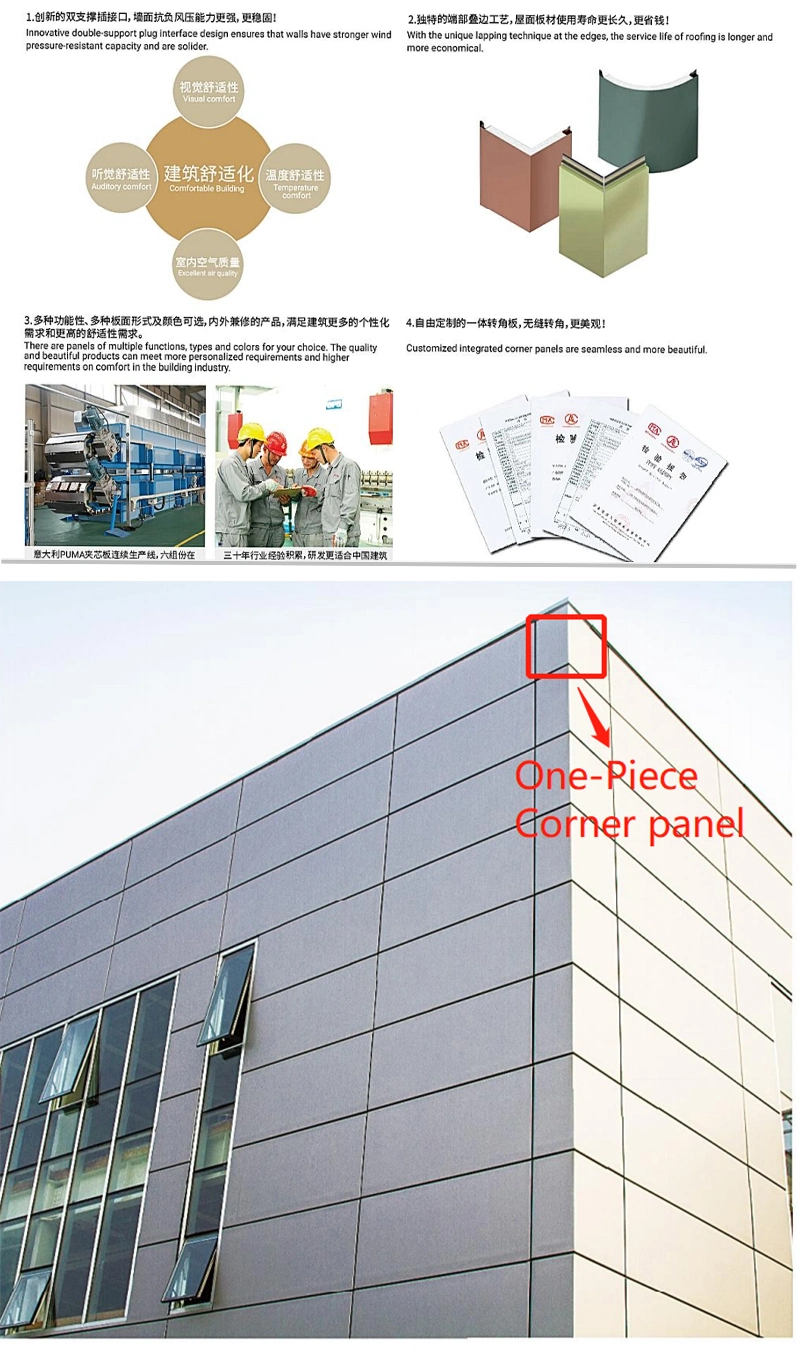 30/40/50mm/75mm/100mm/150mm Fireproof Insulated Soudproof EPS/PU/PIR/PUR/Polyurethane/Rock Wool Sandwich Panels for Roof and Wall Panel with ISO/CE/FM Approved